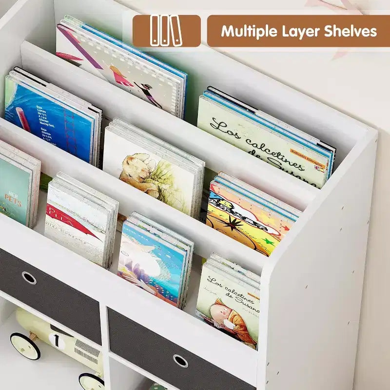 Libreria in legno per bambini con 4 cassetti e 7 scomparti