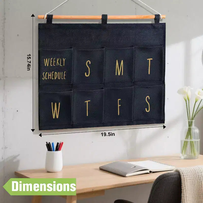 Agenda settimanale da parete con 8 tasche – Organizer in tessuto da appendere