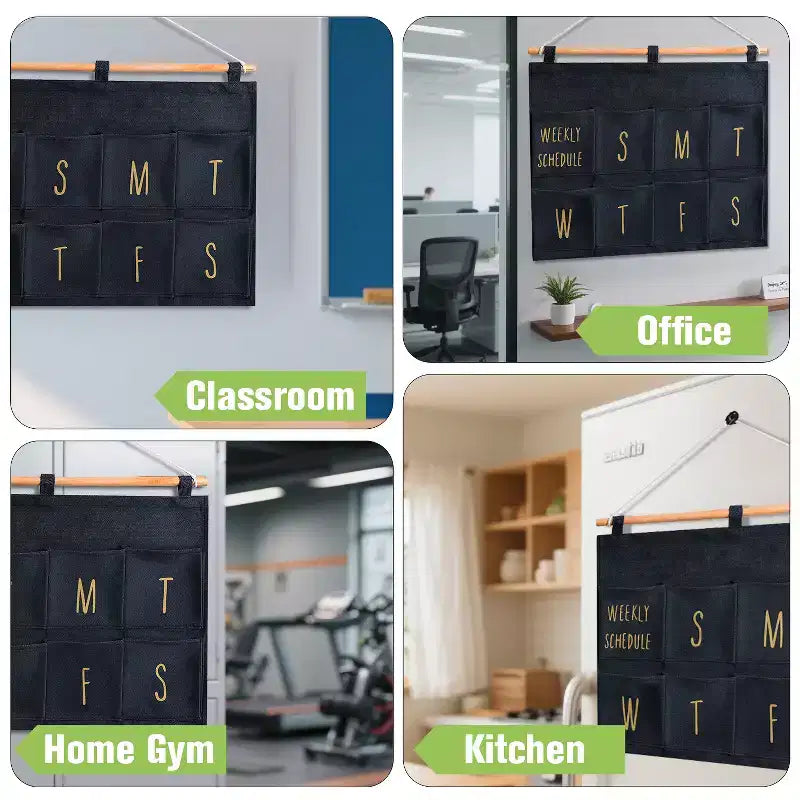 Agenda settimanale da parete con 8 tasche – Organizer in tessuto da appendere