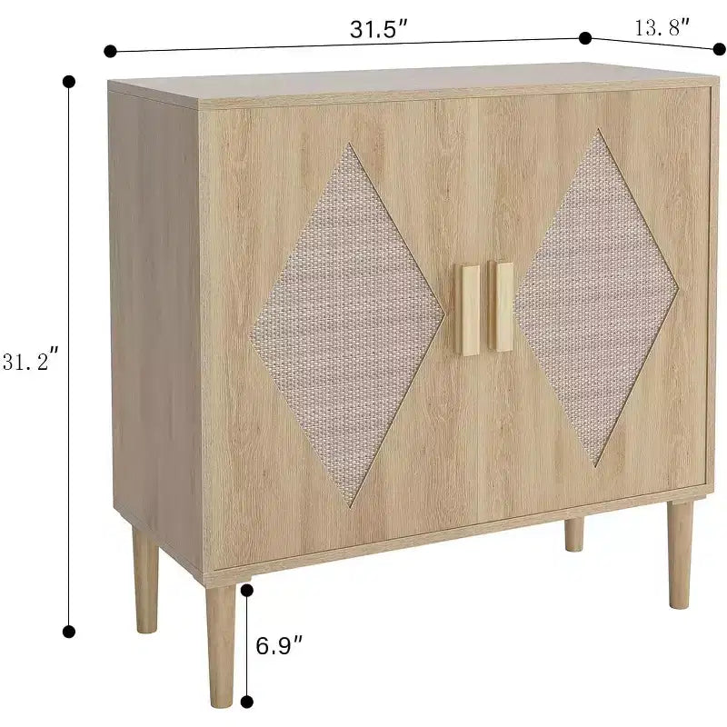 Mobile contenitore in rattan con ante a doppio battente