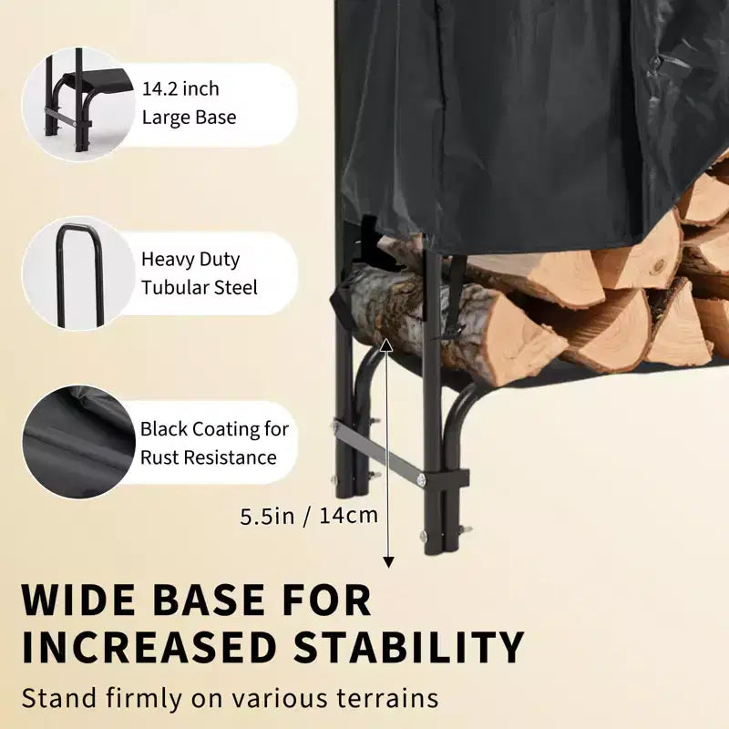Cremagliera per legna da ardere da esterno e interno con copertura resistente alle intemperie — 4FT / 8FT