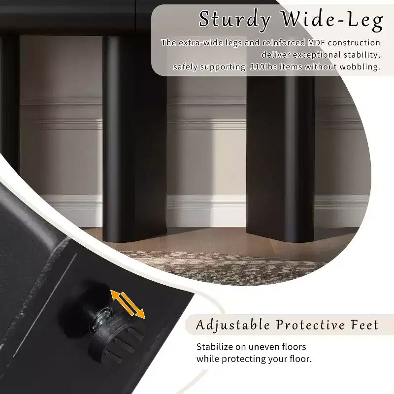 Consolle da ingresso stretta con cassetto curvo e gambe geometriche