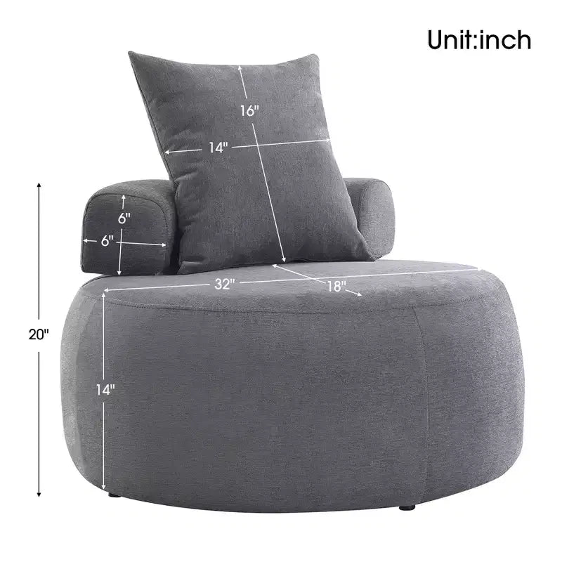Poltrona lounge rotonda imbottita con cuscino