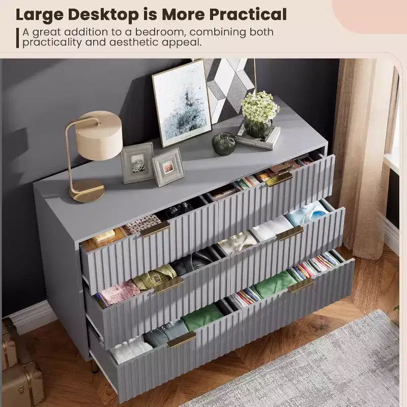 Cassettiera a 6 cassetti con contenitore – Comò moderno in legno per camera da letto, soggiorno e corridoio