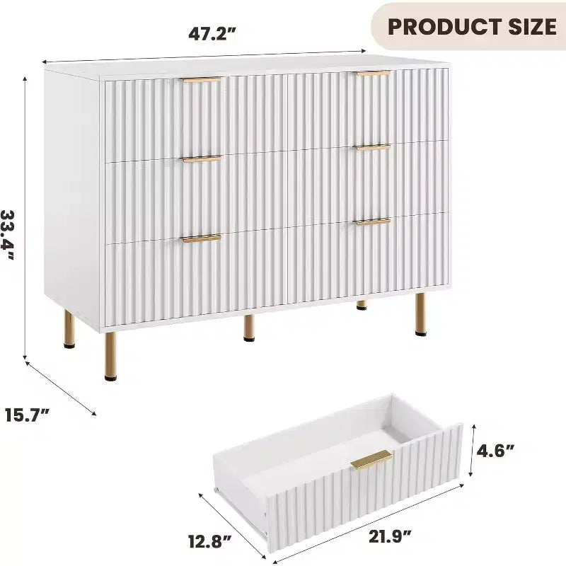 Cassettiera a 6 cassetti con contenitore – Comò moderno in legno per camera da letto, soggiorno e corridoio