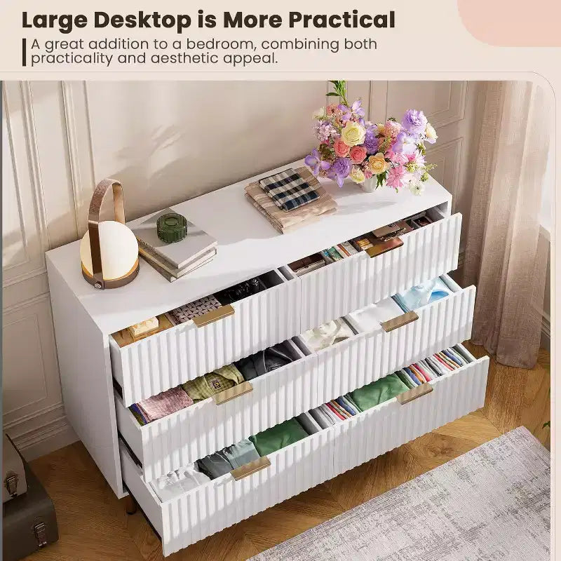 Cassettiera a 6 cassetti con contenitore – Comò moderno in legno per camera da letto, soggiorno e corridoio