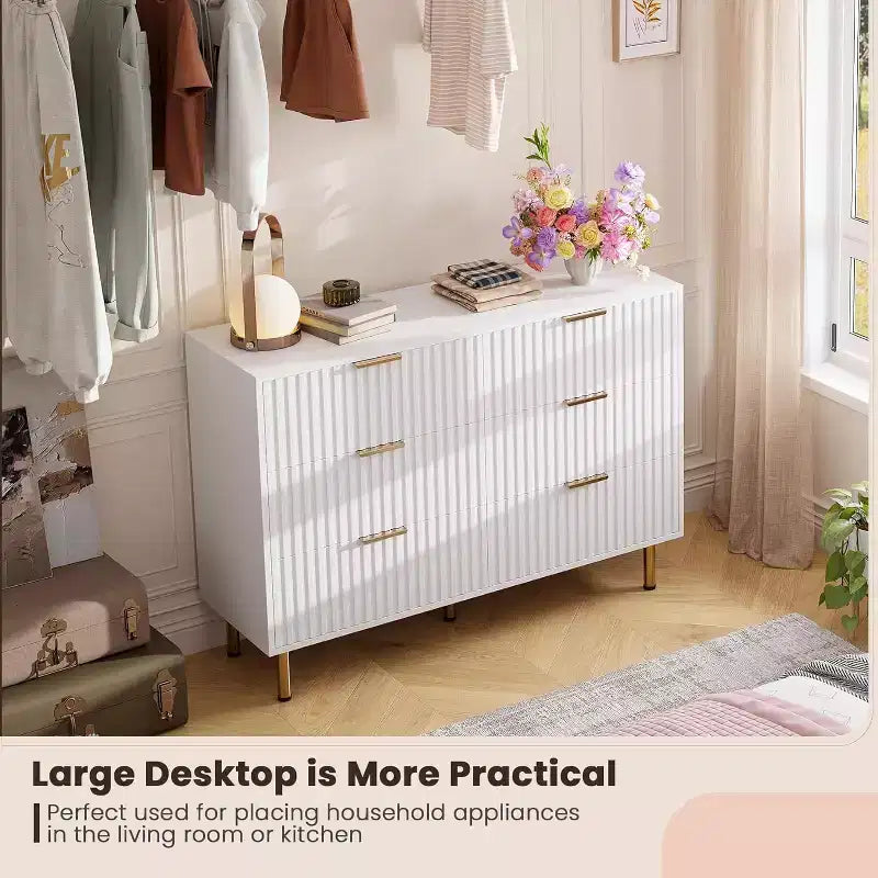 Cassettiera a 6 cassetti con contenitore – Comò moderno in legno per camera da letto, soggiorno e corridoio