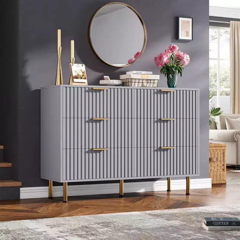Cassettiera a 6 cassetti con contenitore – Comò moderno in legno per camera da letto, soggiorno e corridoio