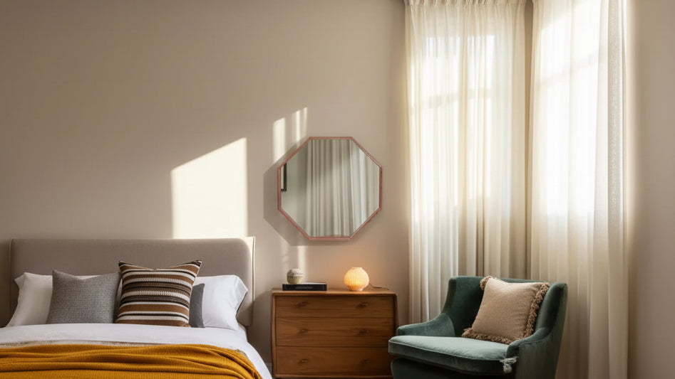 Specchio da parete ottagonale da 30 pollici con cornice in legno