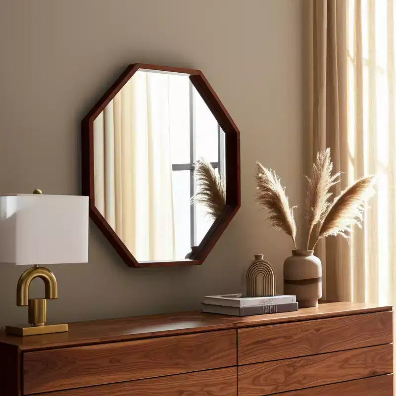 Specchio da parete ottagonale da 30 pollici con cornice in legno