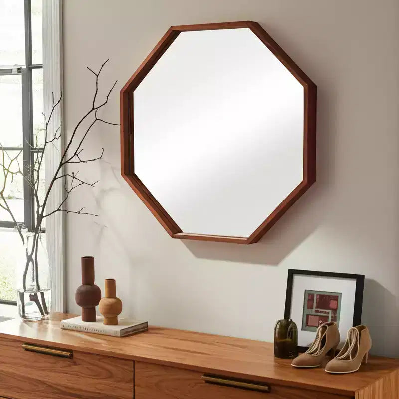 Specchio da parete ottagonale da 30 pollici con cornice in legno