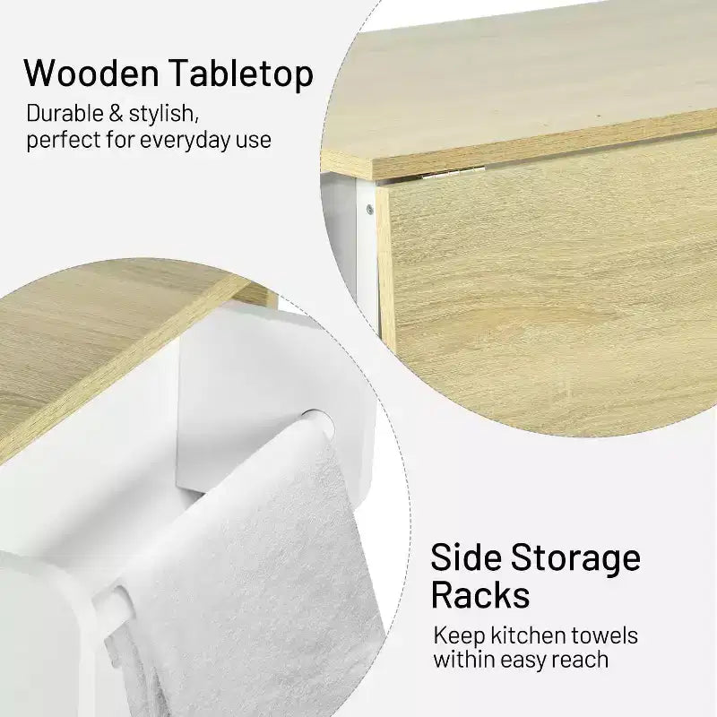 Carrello da cucina con isola mobile con ribalta pieghevole e spazio contenitivo