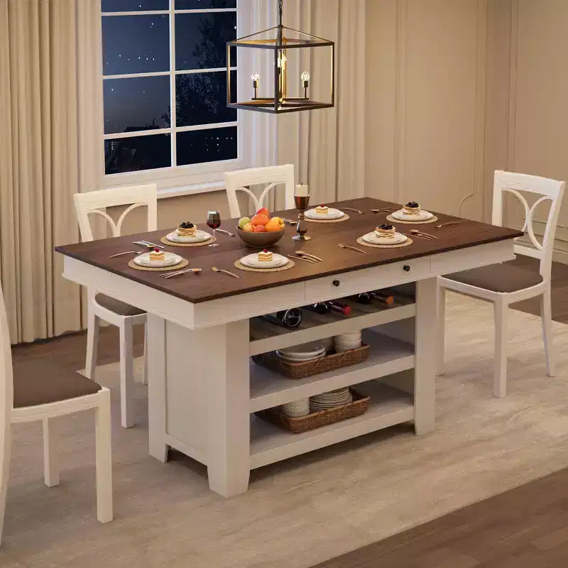 Isola da cucina da 60 pollici con contenitore e scaffalatura a 4 ripiani