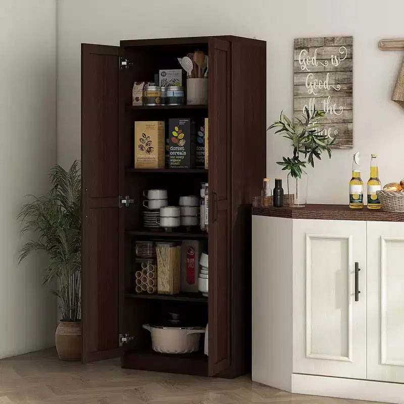 Dispensa a colonna da cucina da 160 cm con 5 ripiani e 2 ripiani regolabili