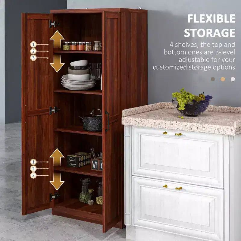 Dispensa a colonna da cucina da 160 cm con 5 ripiani e 2 ripiani regolabili