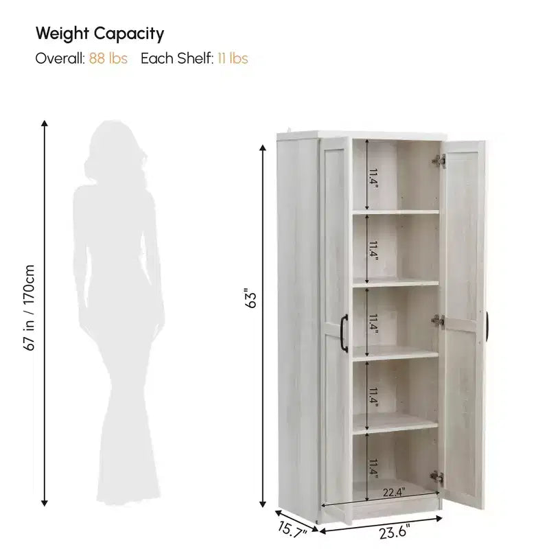 Dispensa a colonna da cucina da 160 cm con 5 ripiani e 2 ripiani regolabili