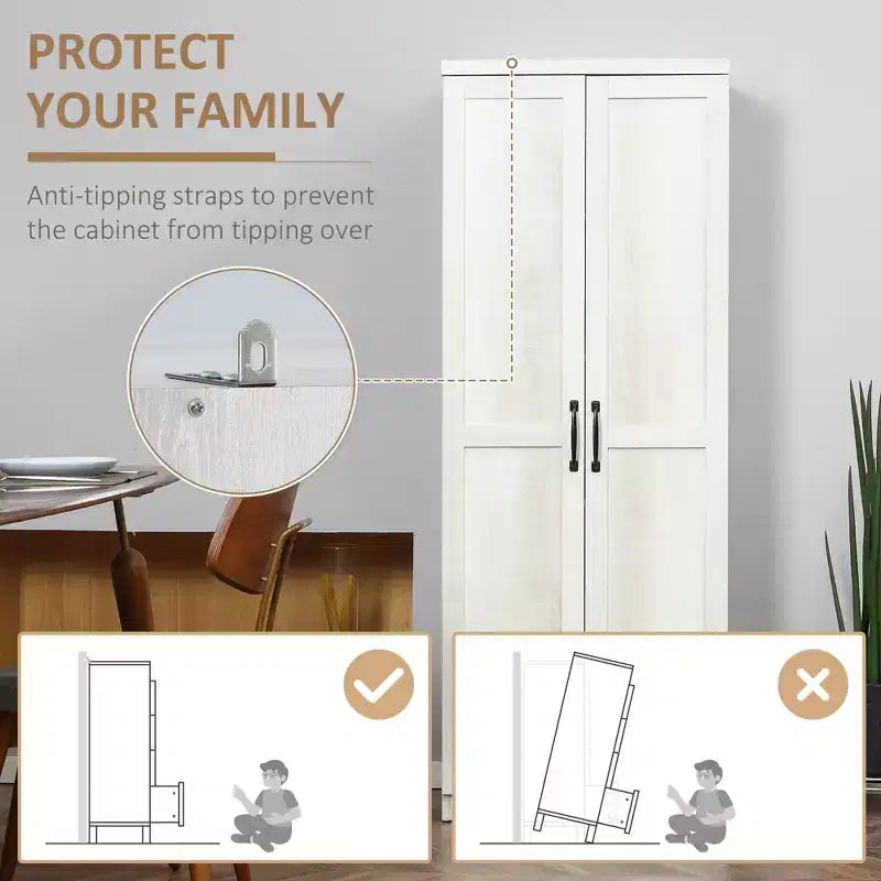 Dispensa a colonna da cucina da 160 cm con 5 ripiani e 2 ripiani regolabili
