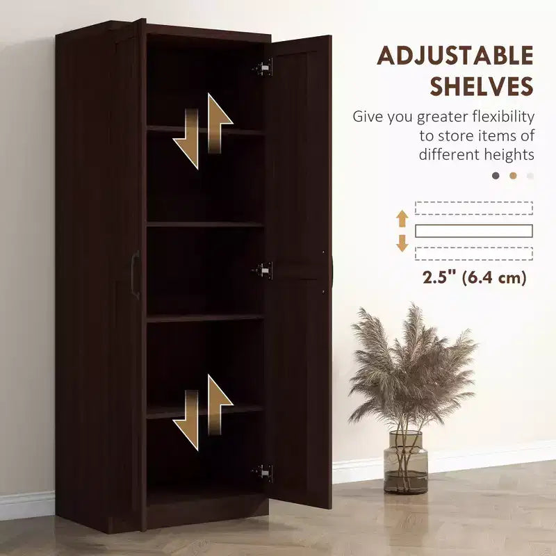 Dispensa a colonna da cucina da 160 cm con 5 ripiani e 2 ripiani regolabili