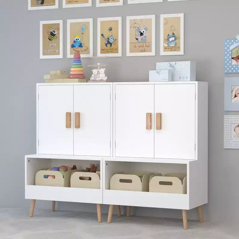 Mobiletto Porta Giochi per Bambini con Ante e Ripiano Aperto – Bianco