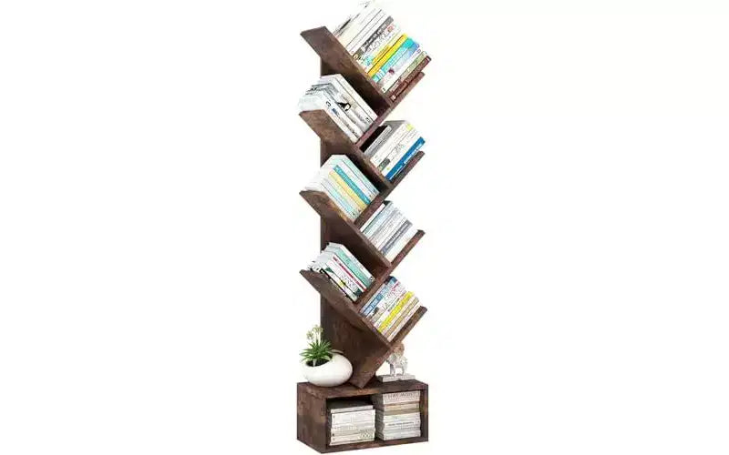 Libreria angolare a forma di albero a 8 livelli con cassetto portaoggetti