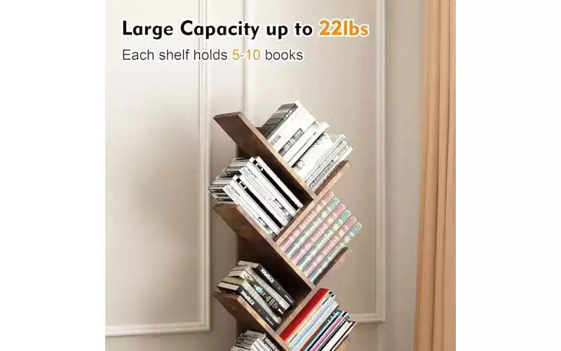 Libreria angolare a forma di albero a 8 livelli con cassetto portaoggetti
