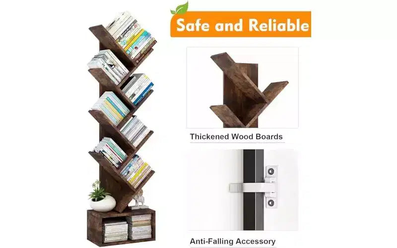 Libreria angolare a forma di albero a 8 livelli con cassetto portaoggetti