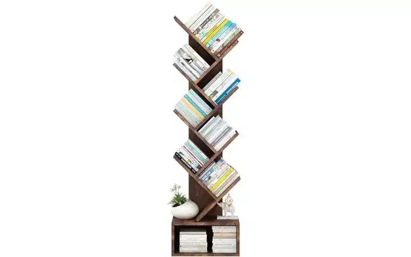 Libreria angolare a forma di albero a 8 livelli con cassetto portaoggetti