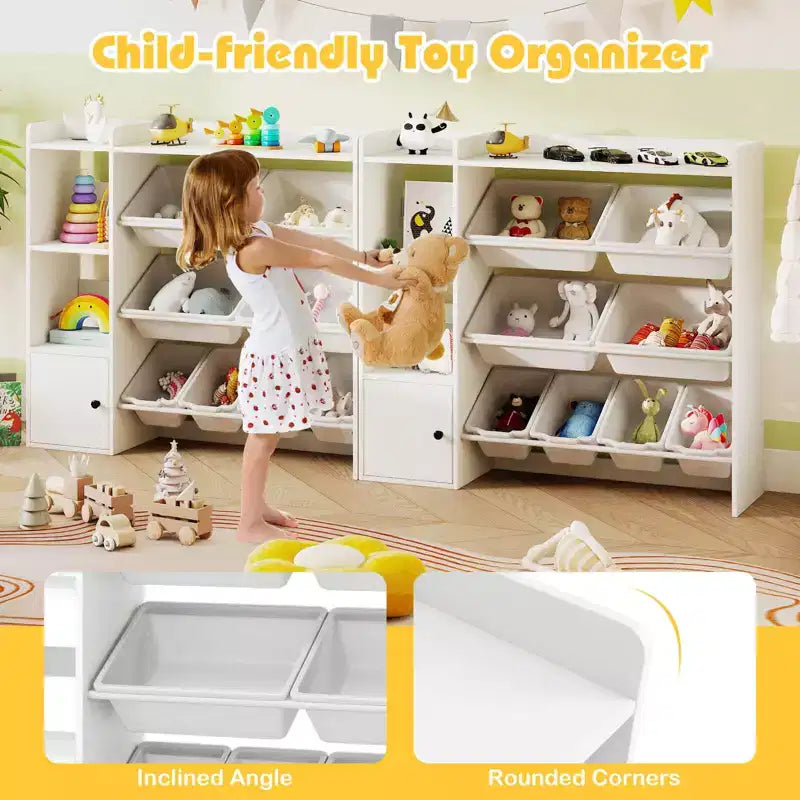 Libreria Porta Giocattoli per Bambini con 8 Contenitori – Organizzatore in Legno per Camerette