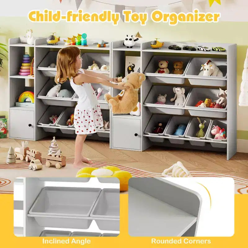 Libreria Porta Giocattoli per Bambini con 8 Contenitori – Organizzatore in Legno per Camerette