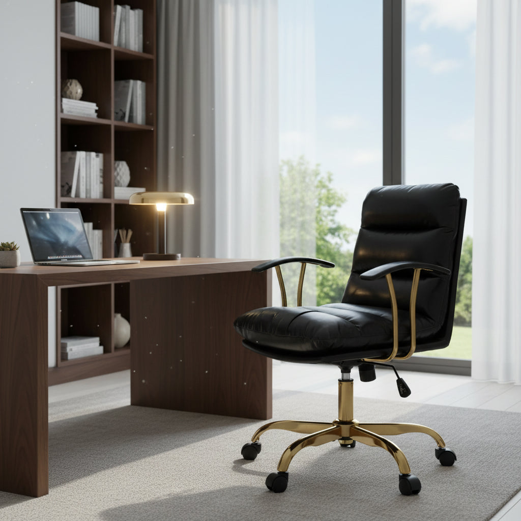 HomeStock 42 in.H Adjustable Height Black Cushion Seat Material with Swivels Executive Office Chairs