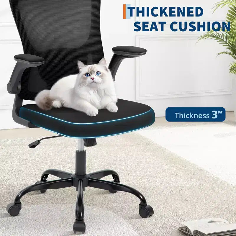 Sedia da ufficio ergonomica in rete con braccioli ribaltabili