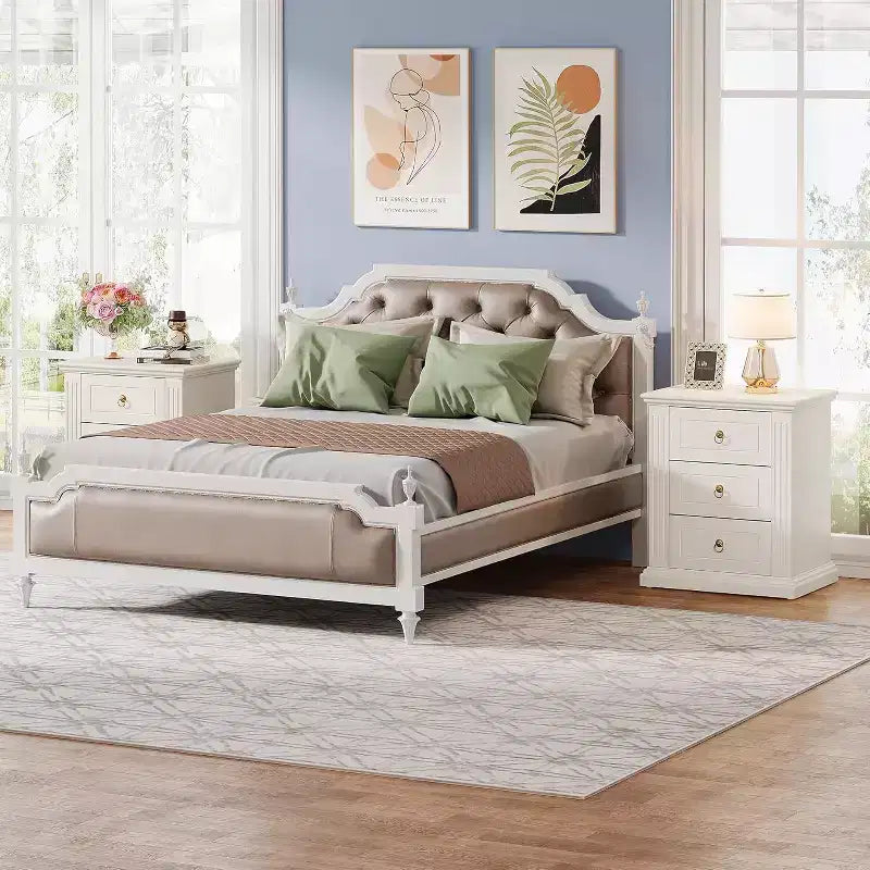 Comodino a 3 cassetti con cassetti portaoggetti – Tavolino da comodino in legno, beige